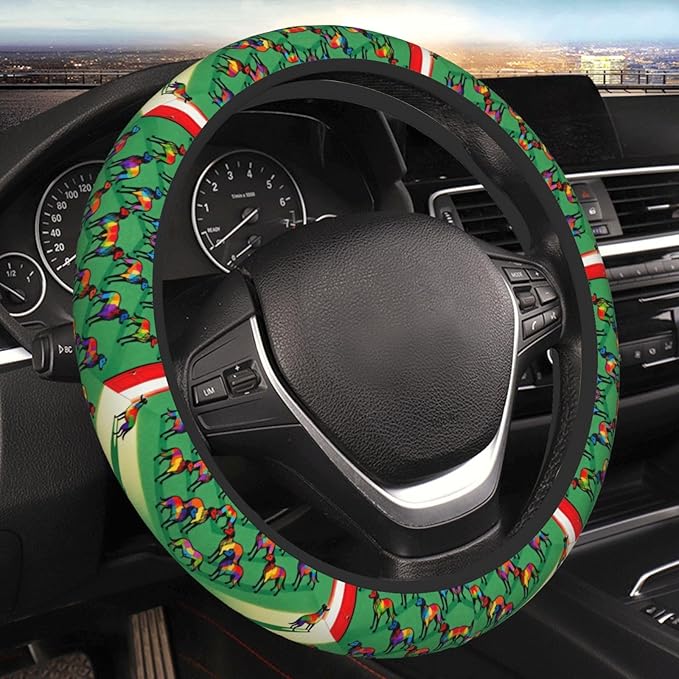 Colorful Tulear Dog Neoprene Steering Wheel Covers Women Men Car Accessories, Universal 15 Inch Fit Auto, Suvs, Truck