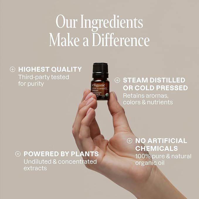 Cliganic Serenity Essential Oils Diffuser Set – Aromatherapy Humidifier with LED for Home, Office & Bedroom Includes Frankincense, Lavender, Grounded & Sleep Essential Oils Christmas Gift Kit