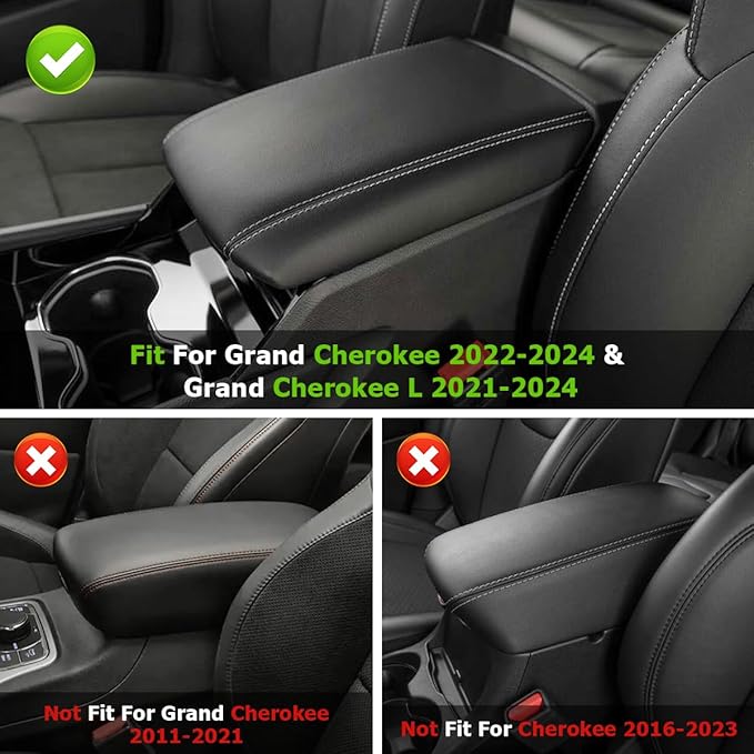 INTGET Center Console Cover for 2026 Jeep Grand Cherokee Accessories 2022 2023 2024 2025/Grand Cherokee L 2021-2026 Car Armrest Arm Rest Box Lid Pad Dog Seat Cover Protector(Black with Cushion)