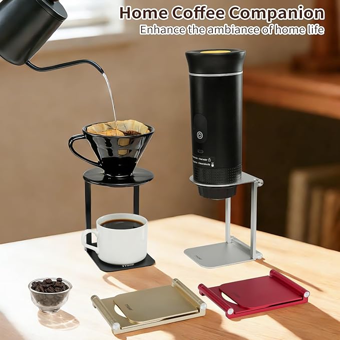 Pour Over Coffee Maker Stand,Foldable Portable Electric Espresso Machine Stand,Holder for Coffee Grinder,Universal Dripper,V60 Dripper,Travel Coffee Maker, Press Round&Sliver