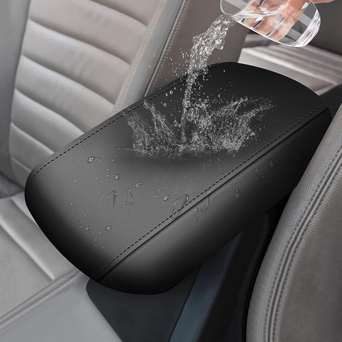 AOMSAZTO Console Covers for 2007-2011 Toyota Camry Leather Black with Black Stiches