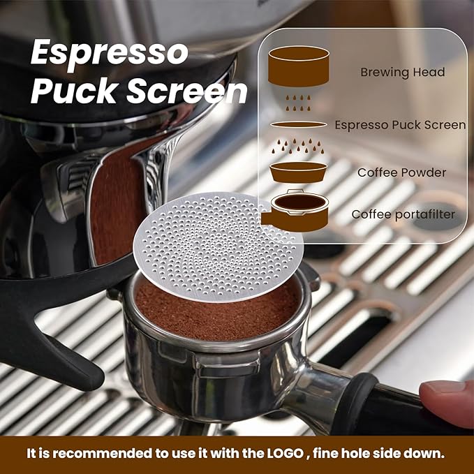 53.3mm Espresso Puck Screen with Stand Reusable Espresso Filte 0.8mm Thickness Metal Coffee Filter Mesh Plate for Espresso Portafilter Filter Basket (2Pack)
