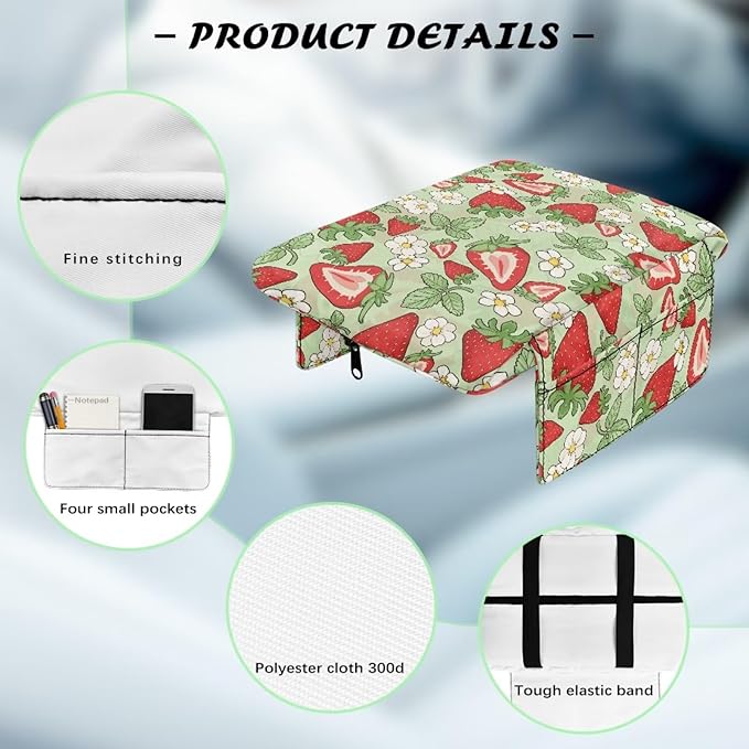 Dreaweet Strawberry Car Accessories for Women Center Console Cover Thick Console Console Armrest Pad Universal Arm Rest Cover for Car SUV Truck Sedan Armrest Storage Box Cover Pad,Green