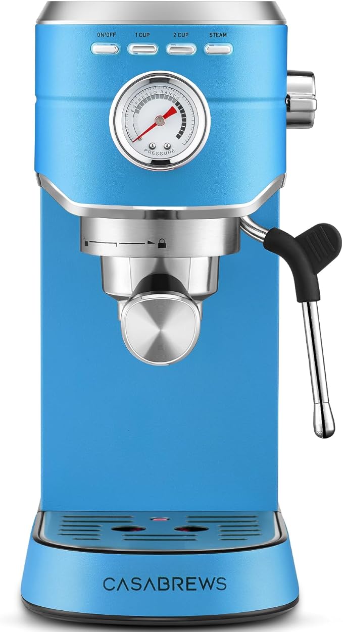 CASABREWS CM5418 Espresso Machine 20 Bar, Stainless Steel Espresso Maker with Milk Frother Steam Wand, Professional Coffee Machine with 34oz Removable Water Tank, Gift for Him, Gift for Friend, Blue