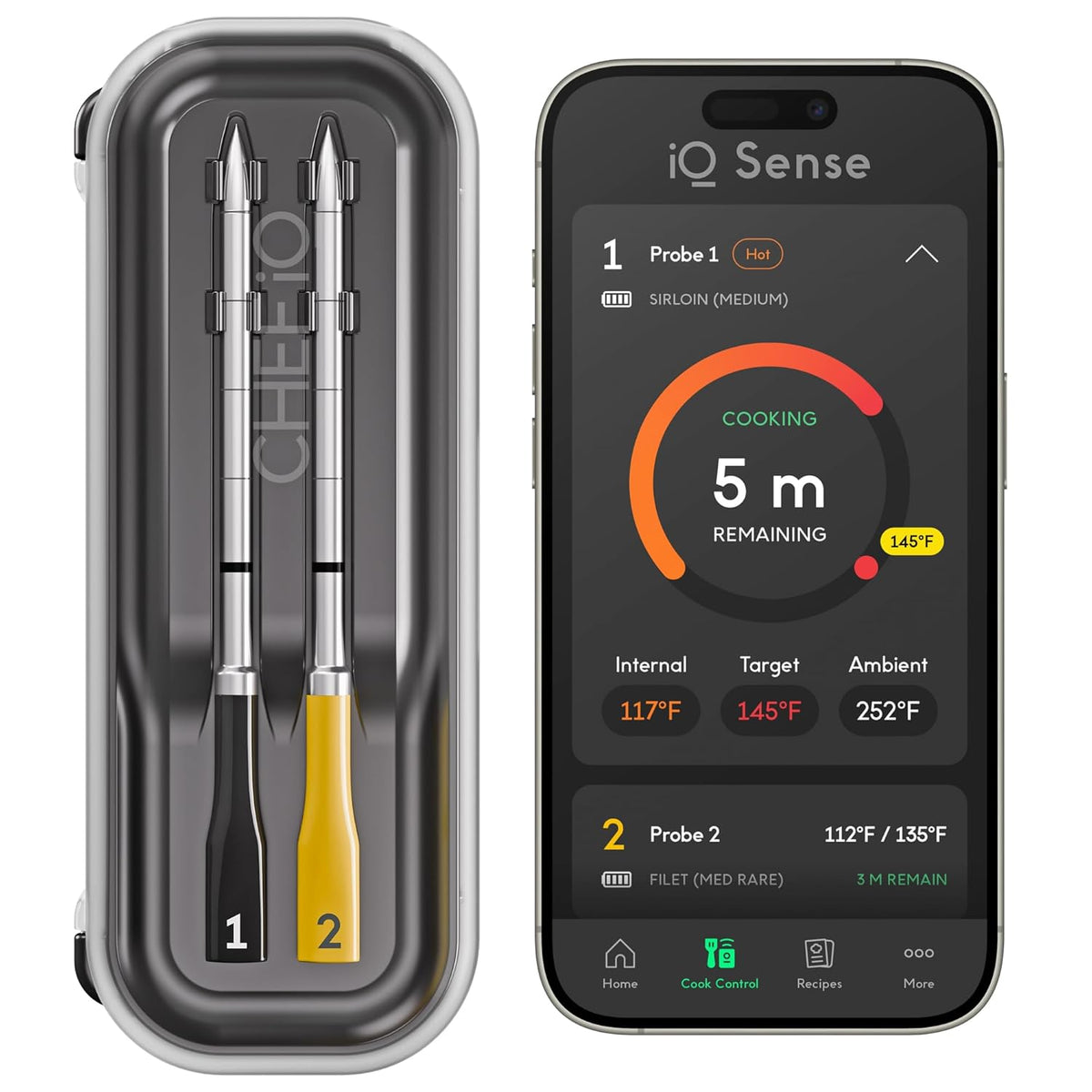 CHEF iQ Sense [2025 Model] | Smart Wireless Meat Thermometer | Ultra-Thin Probe | WiFi Unlimited Range | 1000°F Heat Safe | 5 Sensors | BBQ, Grill, Oven, Smoker, Air Fryer | Gen3