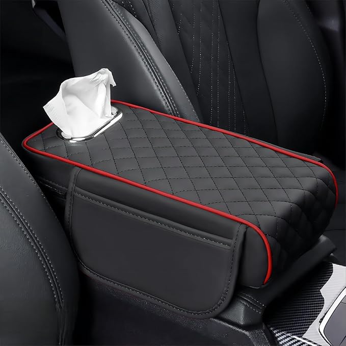 Car Center Console Cover for Lexus RX SUV RX 300 /RX 350 /RX 350L /RX 350 L F/RX 450h /RX 450hL, Leather Car Arm Rest Cover, Car Armrest Cushion with 2 Storage Bags Car Center Console Armrest Pad
