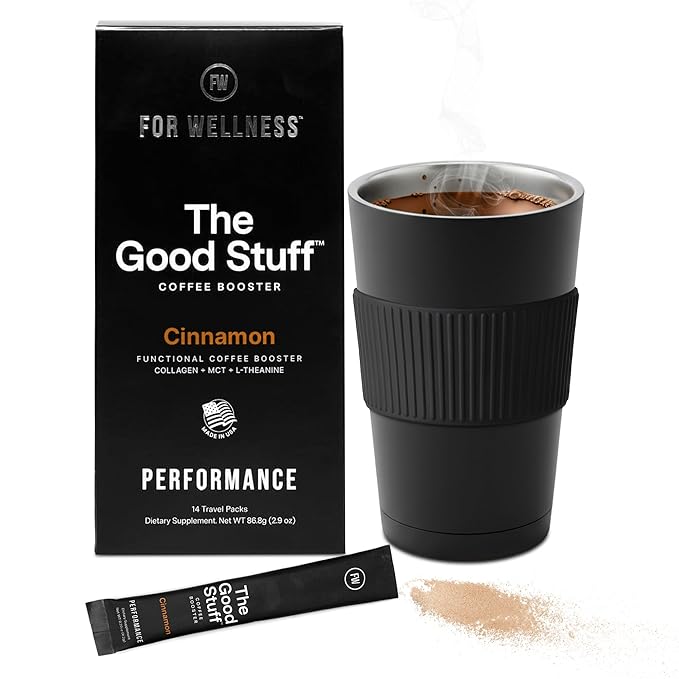 For Wellness The Good Stuff Performance – Coffee Booster | Collagen + MCT Powder Supplement with L-Theanine and Antioxidants for Jitter-Free Energy & Stamina | Non-Dairy, Keto-Friendly, 14 Servings