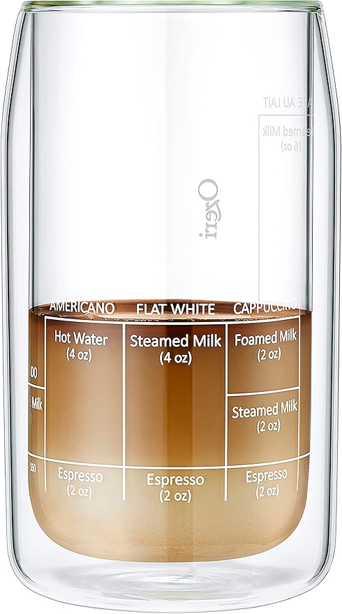 Ozeri Moderna Artisan Series Double Wall Barista Coffee Glass, 15 oz, Clear