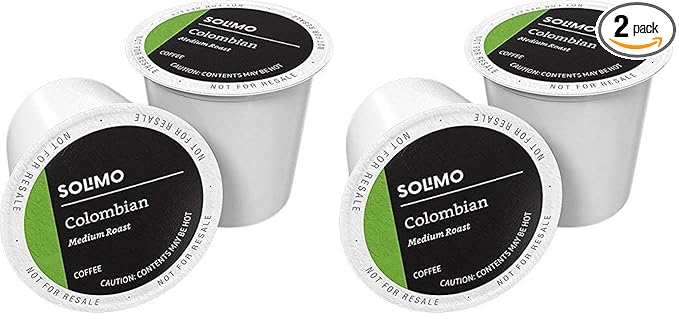 Amazon Brand - Solimo Medium Roast Coffee Pods, Colombian, Compatible with Keurig 2.0 K-Cup Brewers, 100 Count (Pack of 2)