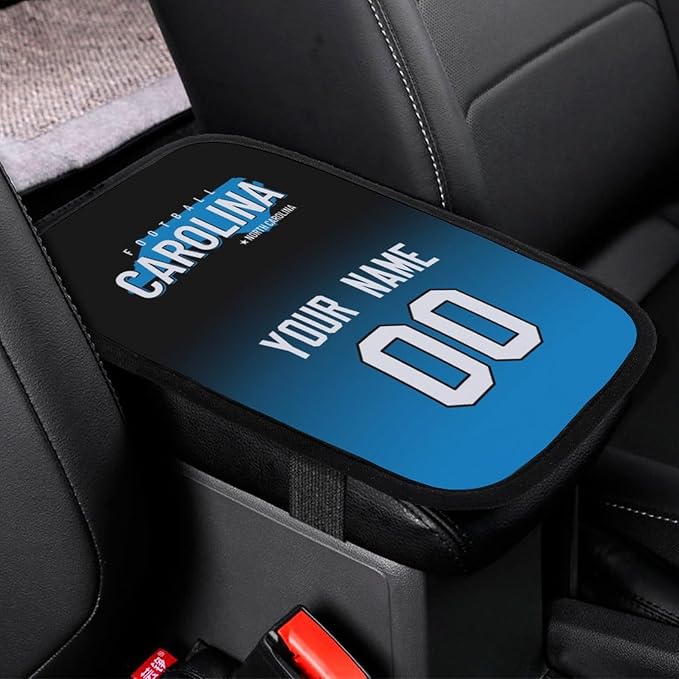 Custom Football Car Armrest Covers Universal Auto Center Console Pad Car handrail Box Cushion Personalized Add Name & Number Fans Gift Fit Suit for SUV Truck Sedan Van
