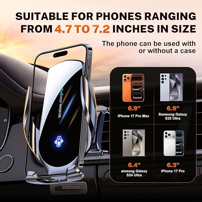 Phone Holders for Honda CRV 2017-2022 Accessories. Electric Cell Phone Car Mount Supports 15W Wireless Charging.Custom Fit CR-V Phone Holder Not Affect Air Vent and Fits All iPhone & Android.