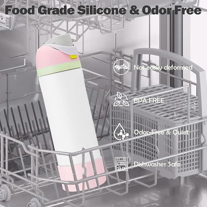 2PCS Silicone Boot for Owala 24oz FreeSip Water Bottle, Anti-Slip Scratch-Resistant Bottom Sleeve, Protective Sports Bottles Accessories, BPA-Free