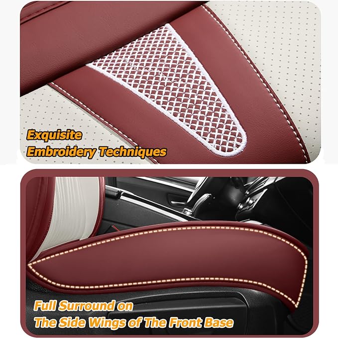 Car Seat Covers for 2 Seats - Nappa Leather 3D Foam Back Support, Super Breathable, All Season Car Seat Cushion with Storage Bags, Universal Fit for Most Cars, Colour- Coffee Brown
