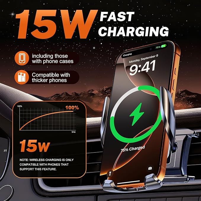 Phone Holders for Honda CRV 2017-2022 Accessories. Electric Cell Phone Car Mount Supports 15W Wireless Charging.Custom Fit CR-V Phone Holder Not Affect Air Vent and Fits All iPhone & Android.