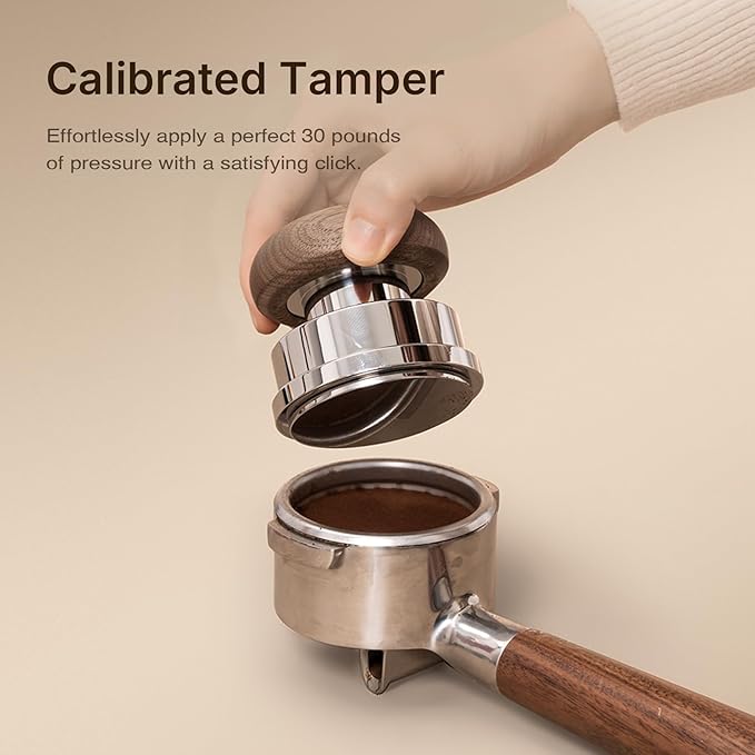 TIMEMORE Espresso Tamper Set 58.4mm with WDT Tool, Self-Leveling Tamper & Gravity Distributor for Professional Coffee Preparation - Wooden Grip