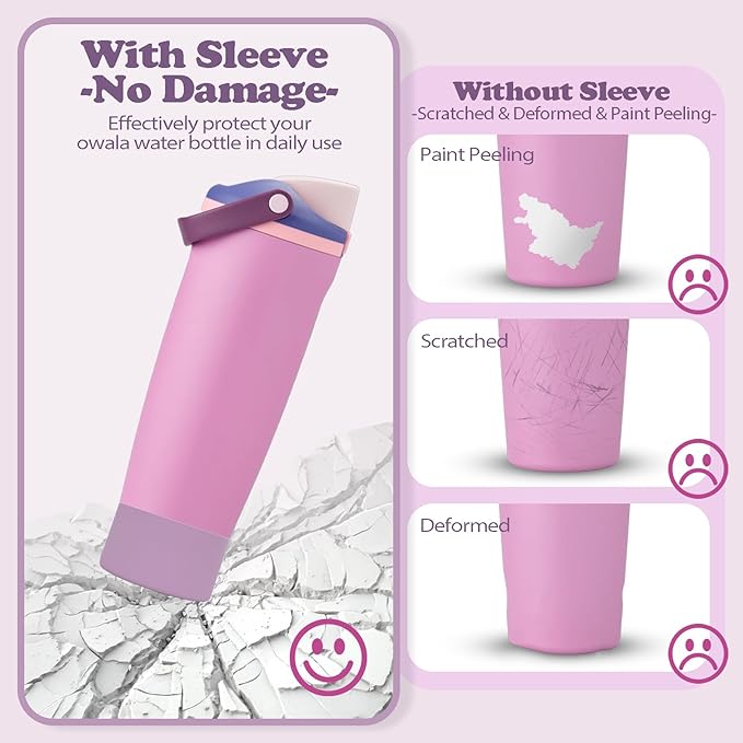 2PCS Silicone Boots for Owala 30oz & 40oz FreeSip Sway Bottles & Tumblers – Non-Slip, Scratch-Resistant, Stability Enhancer for Owala Accessories (Lilac Bloom)