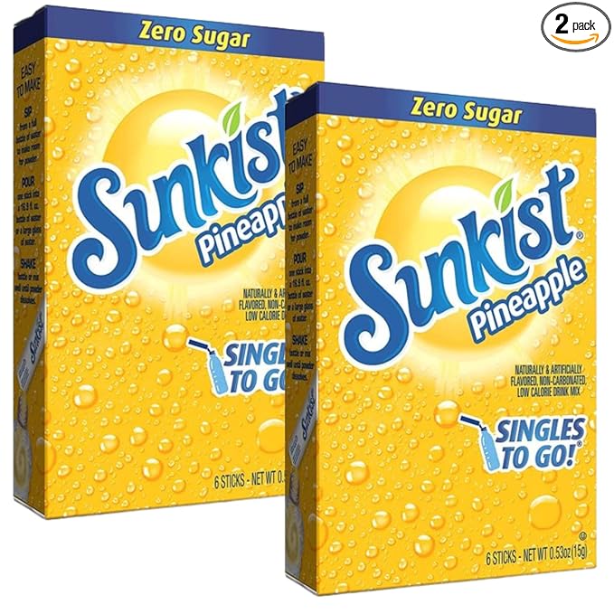 Pineapple Sunkist Singles To Go Drink Mix, Bundle of 2