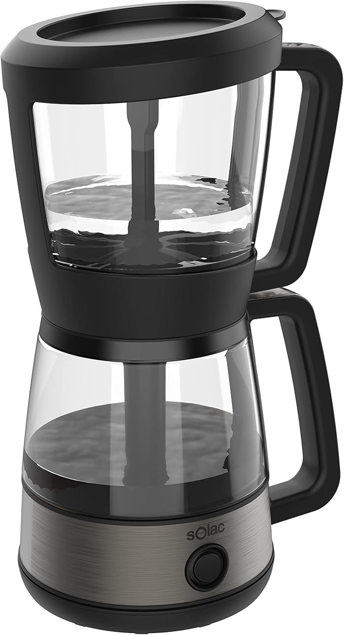 SOLAC SIPHON BREWER 3-in-1 Vacuum Coffee Maker, Tea Brewer & Water Boiler, Brushed Stainless Steel and Black, 30 oz