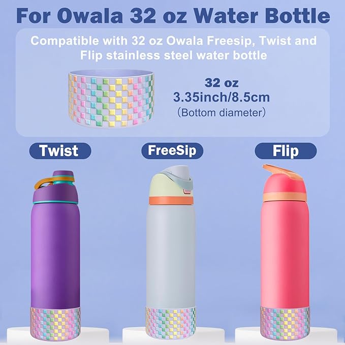 HEYSKAY 2PCS Silicone Boot for Owala Flask Water Bottle Anti-Slip Protective Sleeve for Owala Twist,FreeSip and Flip Stainless Steel Water Bottle BPA-Free Boot Bottom Base