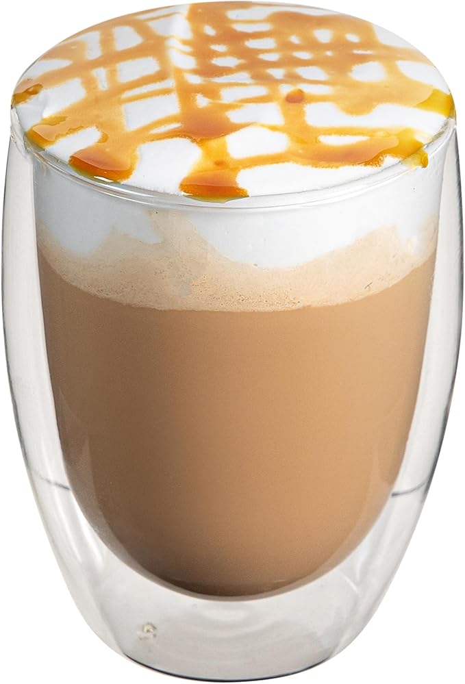 Restaurantware Coffee Cup 12 Pack of 11.8 oz Insulated Double-Wall Glass Borosilicate Coffee Cup Espresso Shot Dishwasher Safe For Hot Drinks