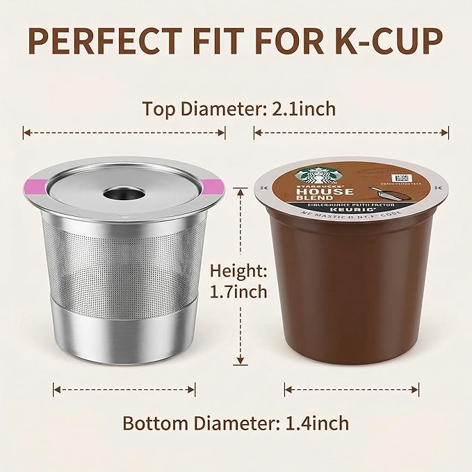 2 Pack Stianless Steel Reusable K Cup Coffee Pods Compatible for K eurig 1.0 & 2.0 Coffee Maker Refillable K-eurig Coffee Filter with A Stainless Steel Spoon