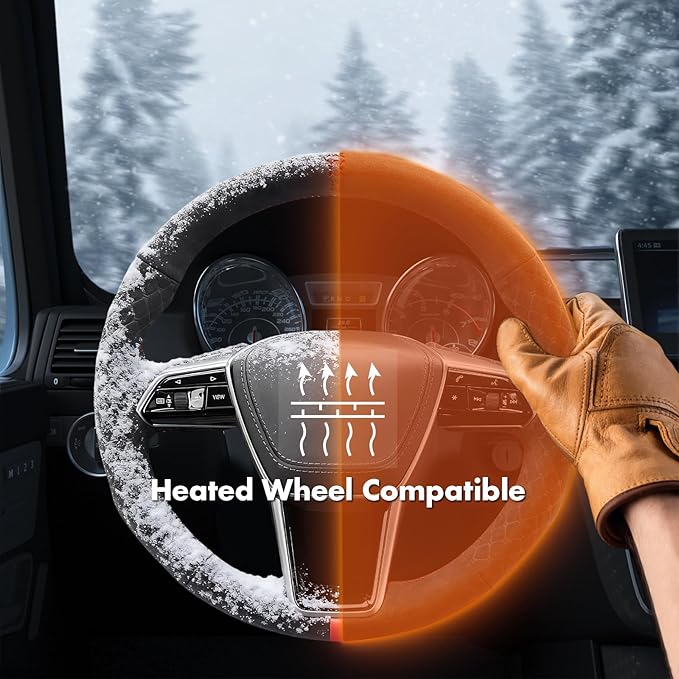 MEWANT Hand Stitch Steering Wheel Cover for Audi A6 2019-2022 A6 Allroad 2020-2022 A7 2019-2022 RS 6 Avant 2021-2022 RS 7 2021-2022 S6 2020-2022 Black 9040 IT-Alcan Suede DIY Interior Accessories