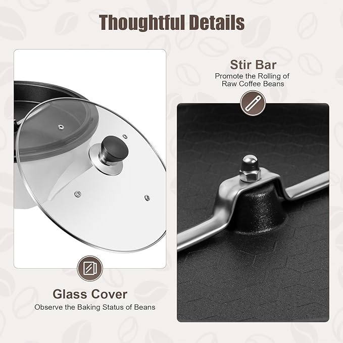 Coffee Roaster Machine for Home Use, 110V 800W Household Electric Coffee Bean Baker with Timer, 0-240℃ Temperature Adjust, for Cafe Shop Nut Peanut Cashew Chestnuts