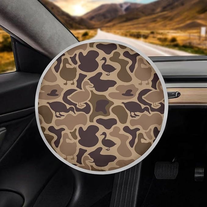 Camo Hunting Steering Wheel Shade Cover for Women Duck Universal Steering Wheel Cover 17 Inch Heat Resistant Car Rudder Sun Block Gift for Birthday