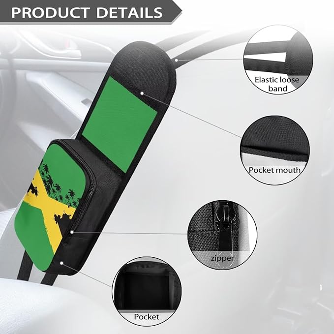 Car Seat Side Organizer for Jamaica Print Auto Seat Storage Hanging Bag,2 Stuff Holder with Mesh Net Pocket,Hold Phones Wallet Glasses Drink