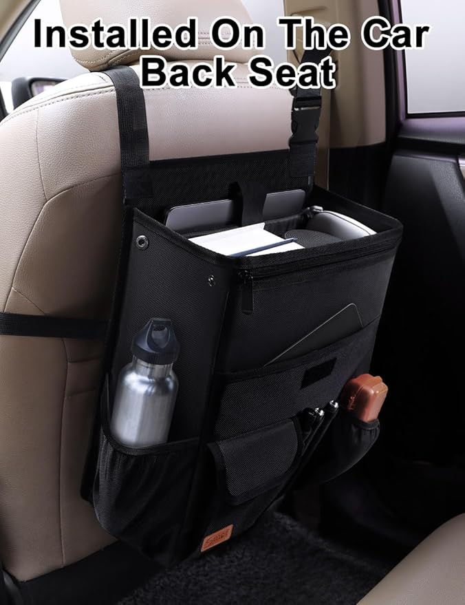 Smof Car Organizer for Front Seat - Hanging Car Seat Storage Organizer for Office/Kids/Truck,Multiple Pockets Car Seat Organizer with Separately Pokect for Laptop, Cup Holde & Travel Accessories