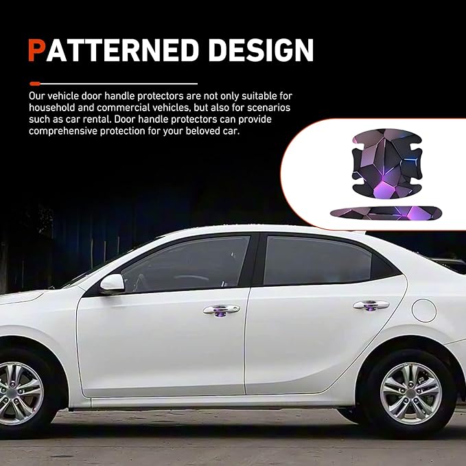8 PCS Car Door Handle Scratch Protectors, Scratch-Proof Door Cup Protectors, Automotive Door Handle Paint Protective Film, Universal for Most Cars (Style 3)