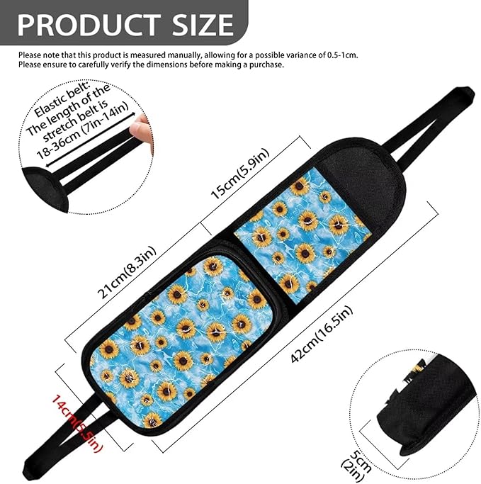 Car Seat Side Organizer with Sunflower Flower 2 Pocket Vehicle Front Seat Storage Bag,Universal Seat Hanging Pocket for Most Cars,SUVs and Trucks,Can Hold Purses