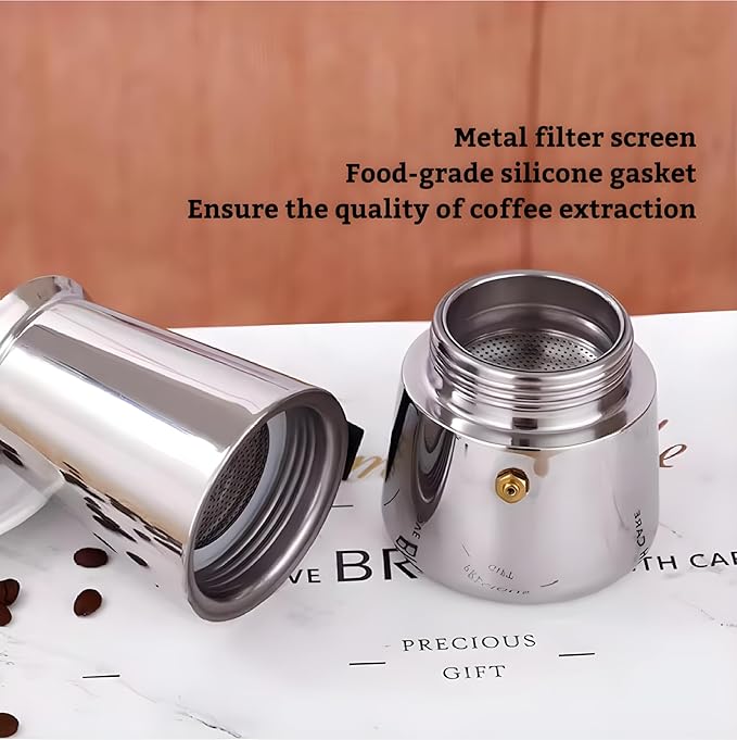 Stainless Steel Moka Pot, Gas/Electric Stovetop Espresso Maker, Percolator Coffee Pot Italian Percolator Cuban Café Brewing, Greca Coffee Maker (12CUP 600ml)