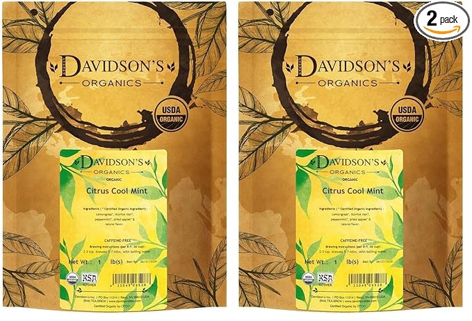 Davidson's Organics, Citrus Cool Mint, Loose Leaf Tea, 16-Ounce Bag (Pack of 2)