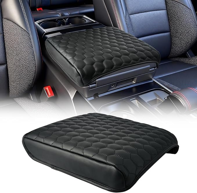 Center Console Cover Armrest Cover Compatible with 2021-2025 2026 Ford F150, 2022-2026 F150 Lightning, Leather Armrest Protector Pad, 0.8'' Thickened Center Console Cushion(Work Surface Only)