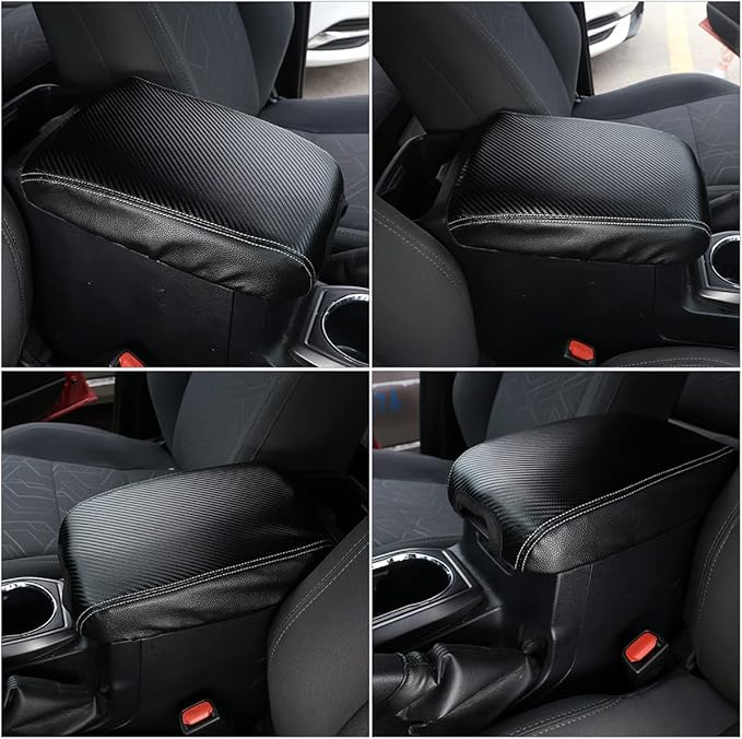 CHEAYAR Leather Car Auto Center Console Armrest Cushion for Toyota Tacoma Accessories 2016-2018 2019 2020 American Flag (Carbon Fiber Pattern-Leather)