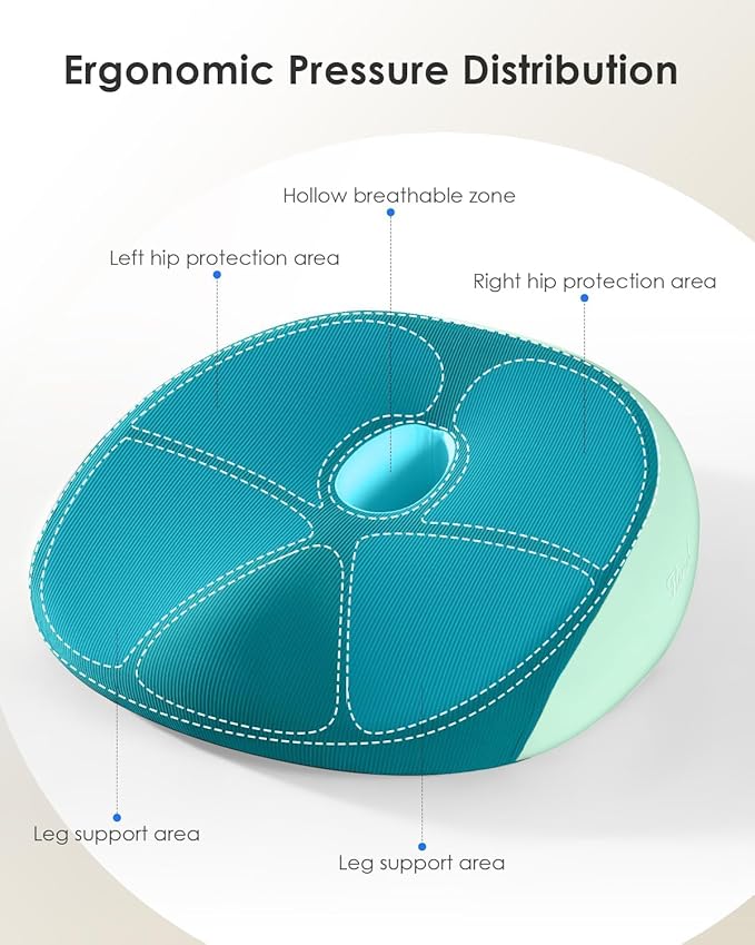 FLORICH Large Car Seat Cushion for Long Sitting, Ergonomic Memory Foam Driving Seat Cushion for Back & Sciatica Pain Relief, Non-Slip Washable Seat Cushion for Car, Driver, Office-Green