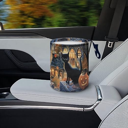 Castle Cat Vehicle Trash Can Mini Car Trash Bin Car Organizer for Back Seat, Floor, or Hanging Headrest Car Decor Road Trip Essentials