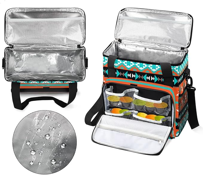 Ethnic Geometric Boho Coffee Maker Carring Bag Travel Storage Tote Bag Compatible with Keurig K-Mini or K-Mini Plus Portable Single Serve Coffee Brewer Case with Pockets for K-cup Pods
