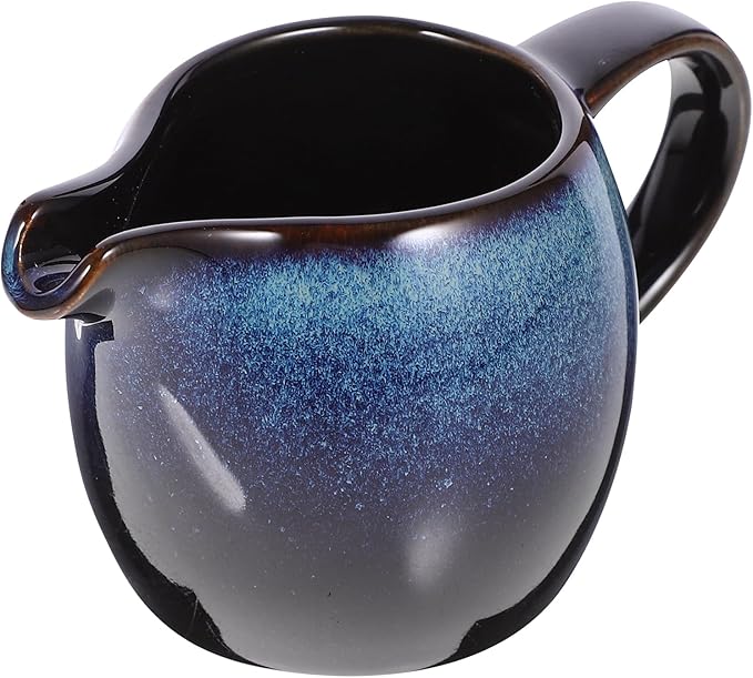 Amosfun Ceramic Milk Pitcher with Handle and Spout 4Oz Creamer for Coffee Tea and Sauces Small Stoneware Pitcher for Home Kitchen Dining