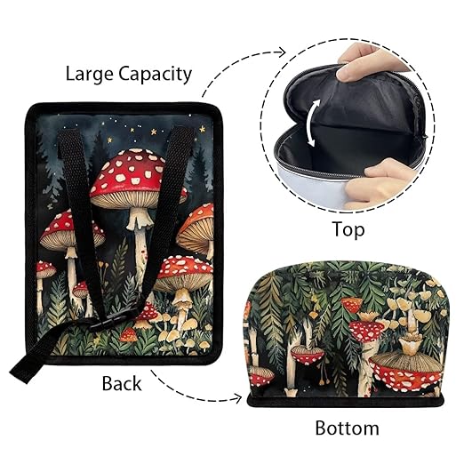 KEIAHUAN Red Mushroom Car Garbage Bag Hanging Large Capacity Car Trash Can with Lid Multipurpose Garbage Bin Portable Grocery Organizer Bag for Back Front Seat