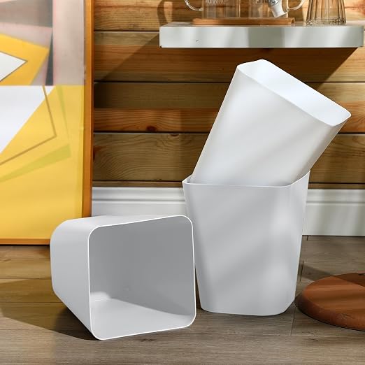 Amyhill 20 Pcs Small Trash Can 2 Gallon Plastic Garbage Can Small Waste Basket for Bathroom Office Kitchen Living Room Bedroom Home Under Desk (White)