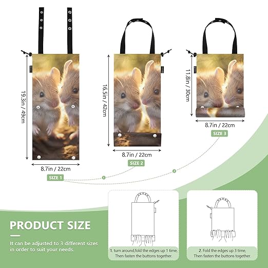 ALAZA Hanging Car Trash Bags Garbage Bag Trash Can for Back Seat Small Mice Cute Washable Storage Bag Retractable 2 Pack