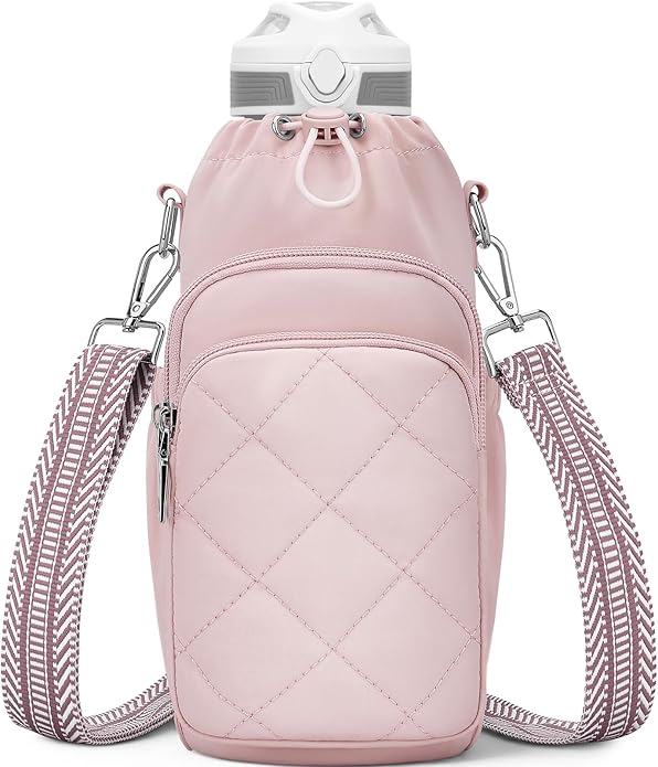 Water Bottle Bag Crossbody，Insulated Water Bottle Purse Crossbody Water Bottle Holder with Strap 40 oz