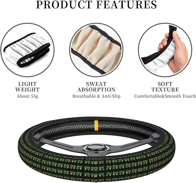 Neoprene Steering Wheel Cover Cartoon Tractors Car Steering Wheel Cover Universal Fit for Most Cars