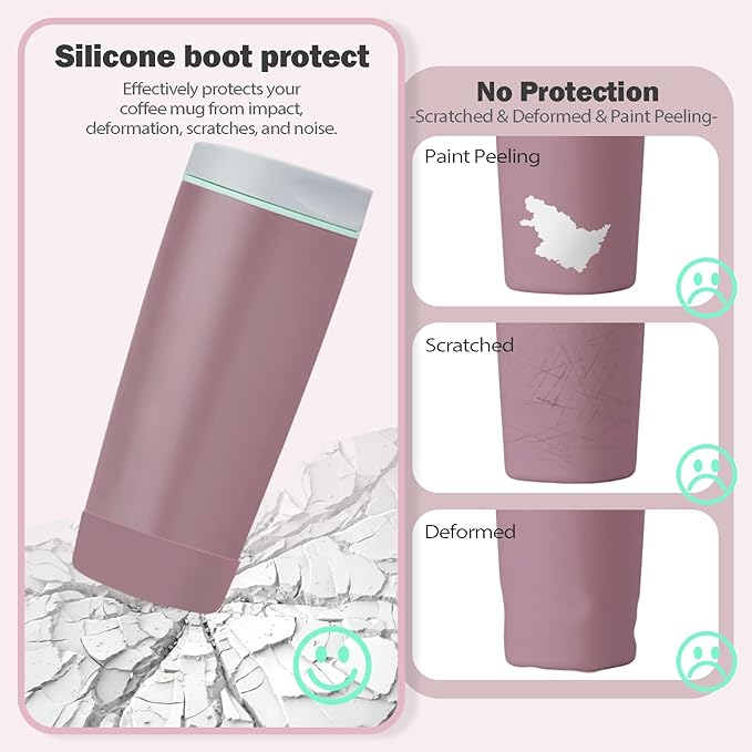 2pcs Silicone Boot for Owala SmoothSip Slider Coffee Tumbler 20oz 12oz, Anti-Slip Sleeve for Travel Coffee Mug, Protective Accessories for Owala BPA Free (Plum Perfect)