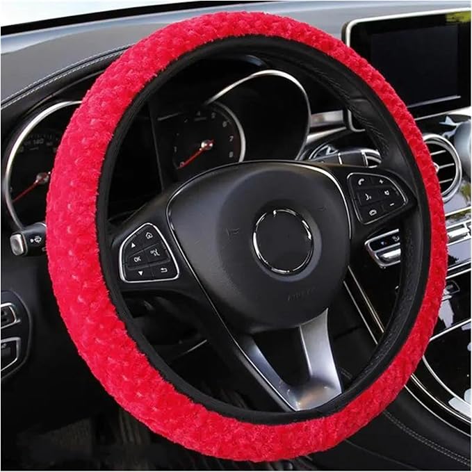 Car Accessories Steering Wheel Cover Non-Slip Fashionable Winter Little Velvet Without Inner Ring Plush Car Wheel Cover (Color : 7)