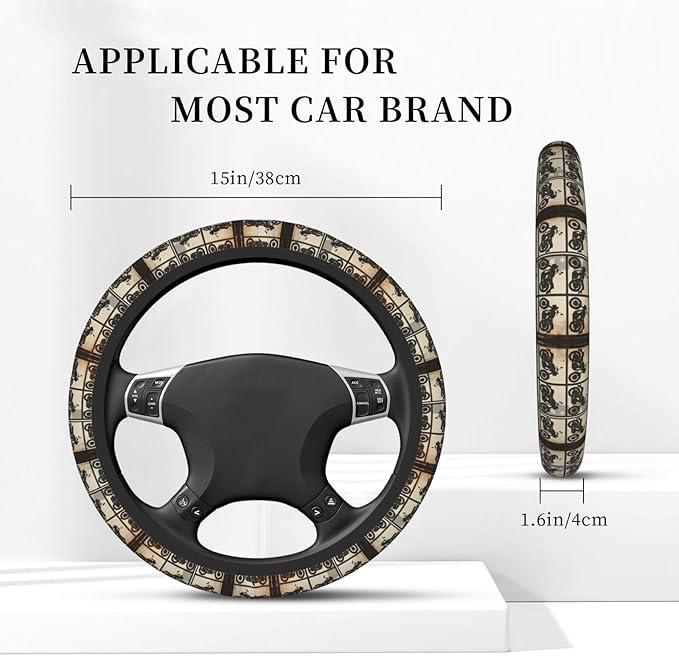 Neoprene Steering Wheel Cover Motorcycle Pattern Car Steering Wheel Cover Universal Fit for Most Cars