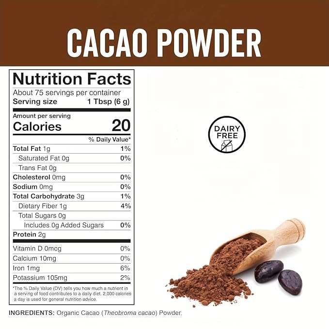 226g/3pack, Ultra-Fine Organic Cacao Powder ， Gourmet Baking Grade, Non-Alkalized Pure Cocoa for Brownies & Cookies, Dairy-Free, Vegan Certified, Resealable Bag