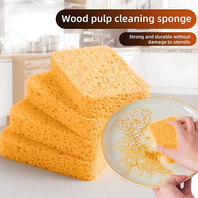 12 - Pack Non-Scratch Scrub Sponges - Sponges for Dishes and Washing Dishes, Cleaning Sponges for Kitchen Home Bathroom Cars, Funny Cut-Outs DIY for Kids (Yellow